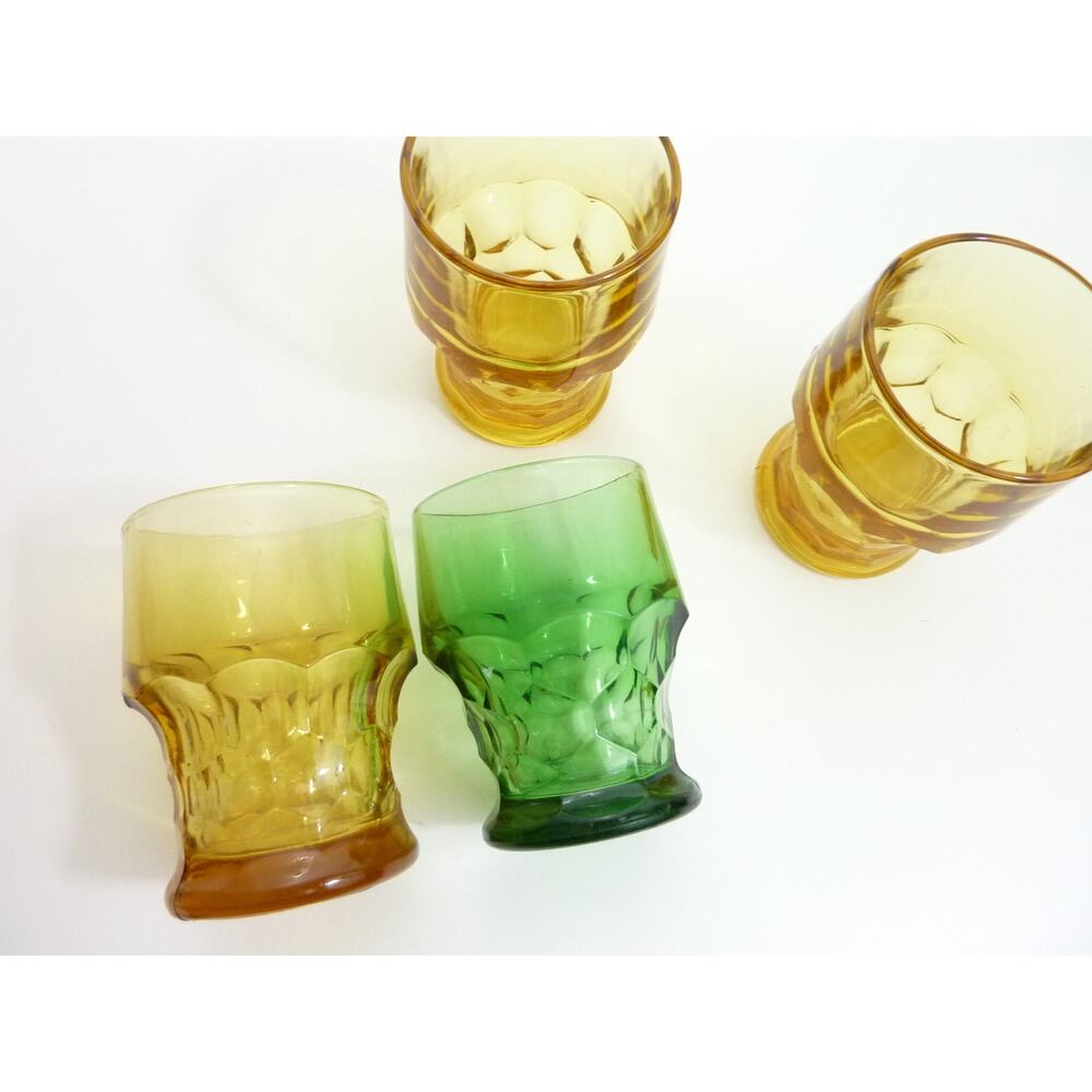 Vintage Georgian Tumblers glass drinking amber green glass tumblers set 4 - Picture 3 of 4